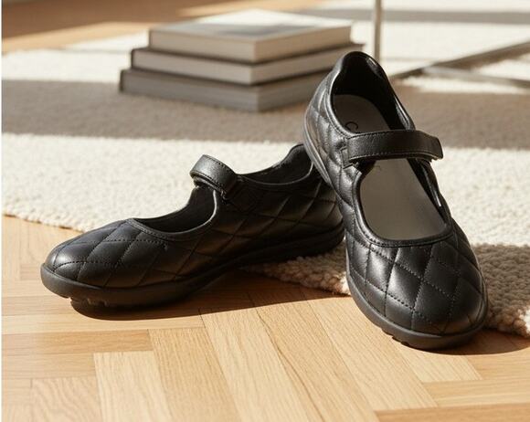 Land's End Other - Lands' End Women's Mary Jane Shoes Size 6 Black Leather Quilted Strap Buckle